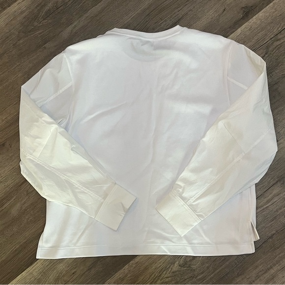 Athleta white mixed media long sleeve pullover Top Perforated Underarms Size M - Picture 3 of 11